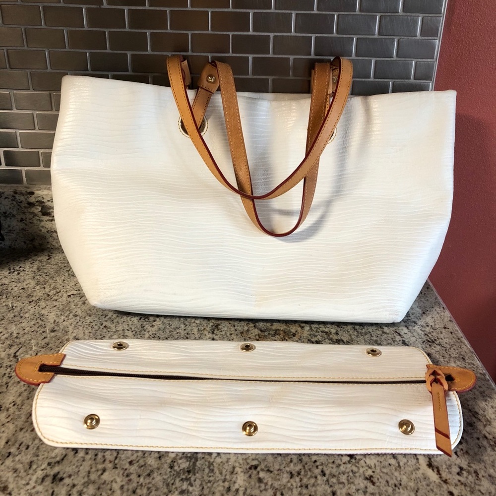 Dooney & Bourke White Leather Grommet Shopper Tote